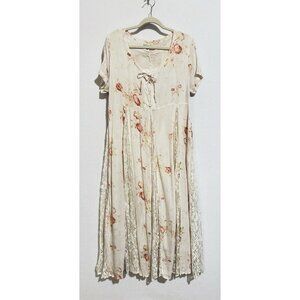 American Angel Dress Womens Medium Floral Lace Up Cottagecore Romantic Prairie